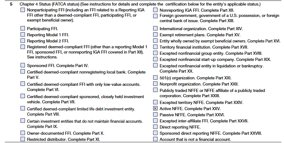 Classification FATCA - Active ou Passive NFFE