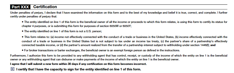 Signature et certification finale du formulaire